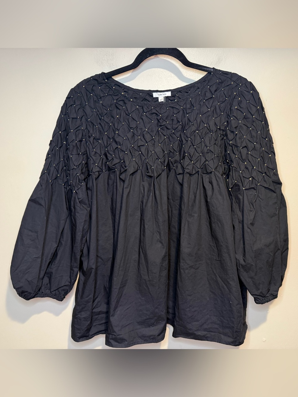 Tyler Böe Flared Puckered Gold Thread Bodice Top blouse - Picture 6 of 8